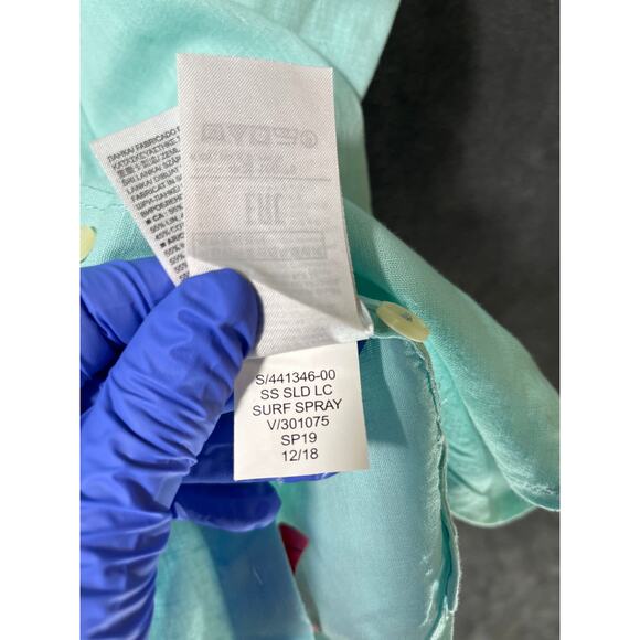 Boys Gap Light Blue Linen Type Short Sleeve Button Down Shirt 12 - Picture 4 of 5